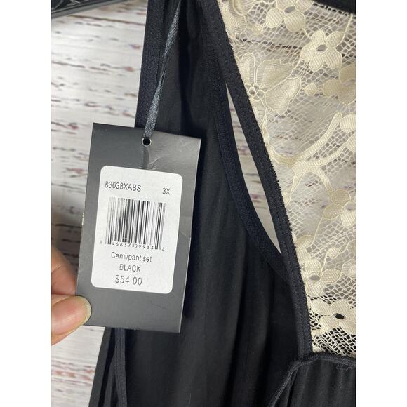 ABS Tank Top Women's 3X Black Lace Yoke Sleeveless Camisole Cami Shirt Plus NWT - Picture 3 of 6